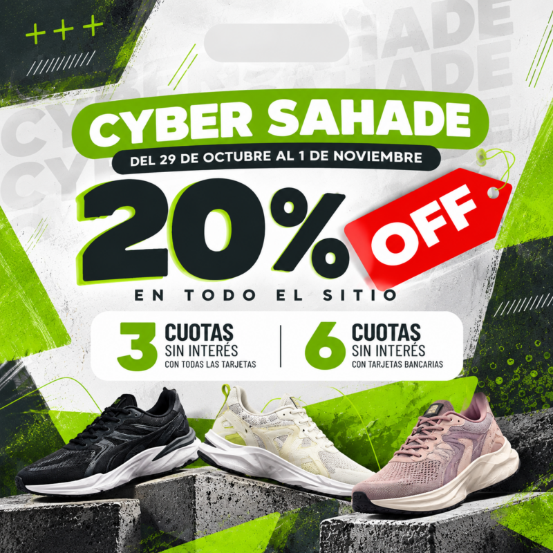 Promo deportiva Cyber Sahade con 20% OFF